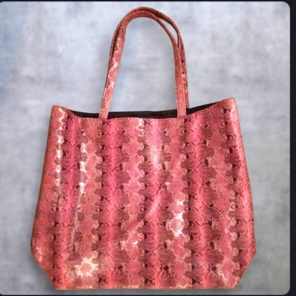 Saks Fifth Avenue Faux Snake Skin Large Tote - Picture 1 of 6